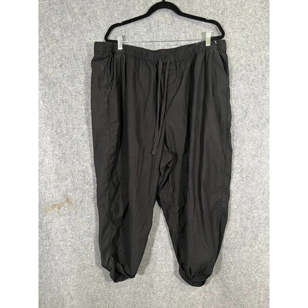Lane Bryant 22/24 Black Drawstring Cotton Relax Fit Cuffed Capri